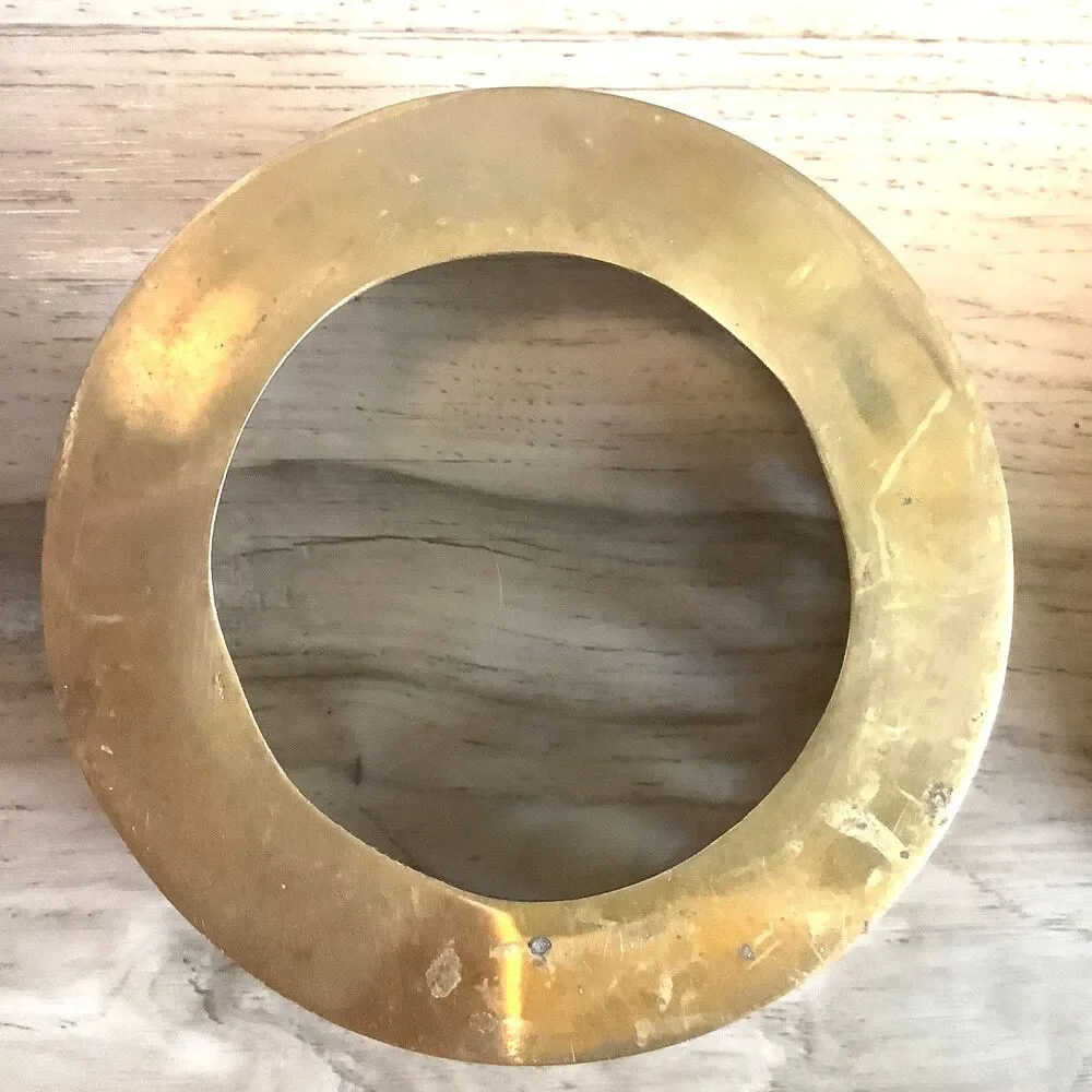 Vintage Pillar Brass MCM Candle Holders Spiked Stand Round Center 3
